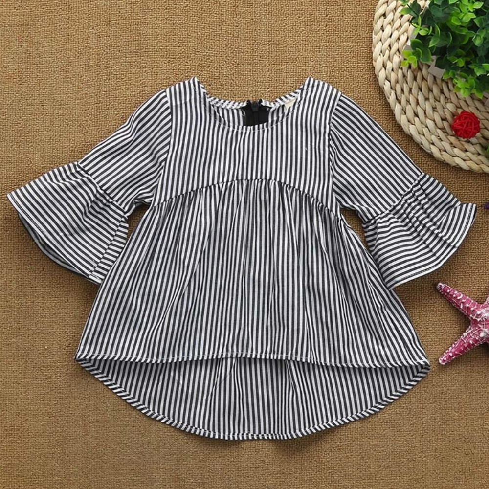 Striped Flare Sleeve Top
